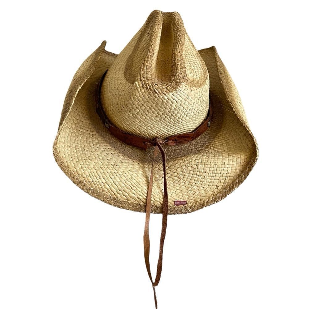 (SOLD) BULLHIDE Tan Woven Straw Western Cowboy Hat L - Picture 9 of 15